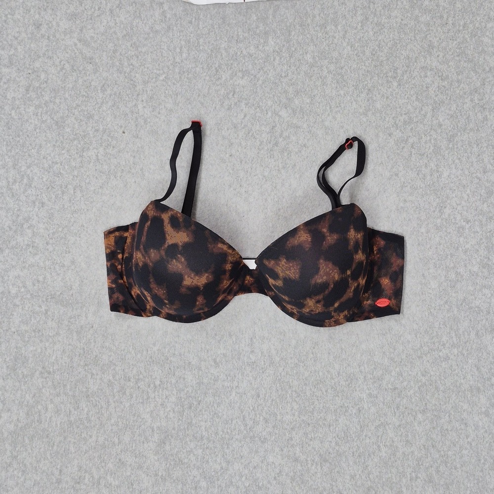 Parade Women Bra Large Brown Animal Print T Shirt Underwired Mesh Strap